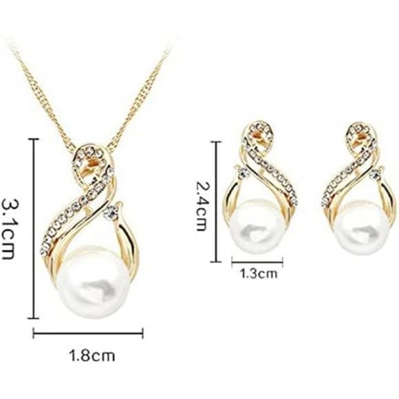 14K Gold Women Wedding Pearl Pendant Earrings - Picture 2 of 6